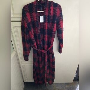 Skims Red and Black Plaid Long Robe